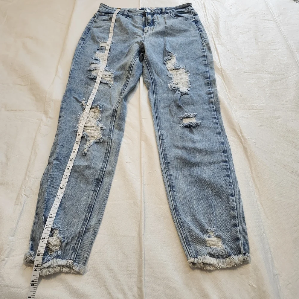 Tinseltown Light Blue Distressed Boyfriend Jeans
